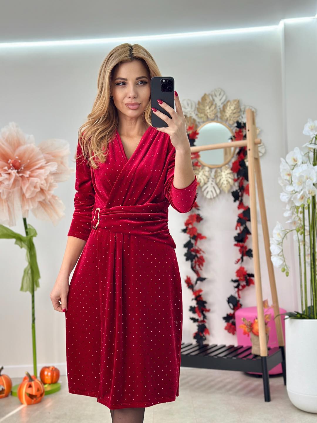 Rochie Catifea Strasuri